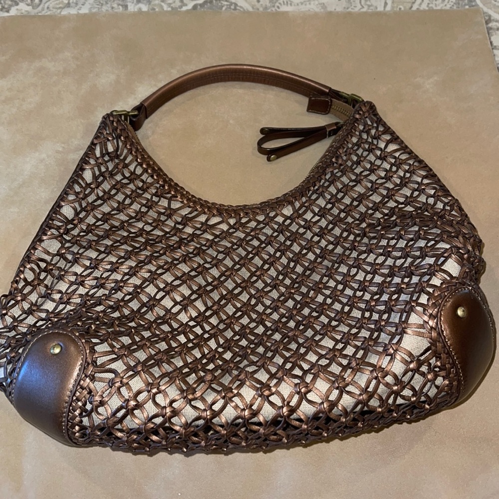 Cole Haan Sierra open weave bronze purse